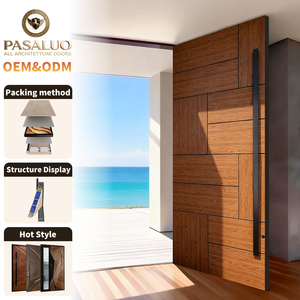 2026 OEM PSL Luxury Wooden Residential Home Villa Entrance Security Front Entry Exterior Pivot Aluminium Doors for Houses