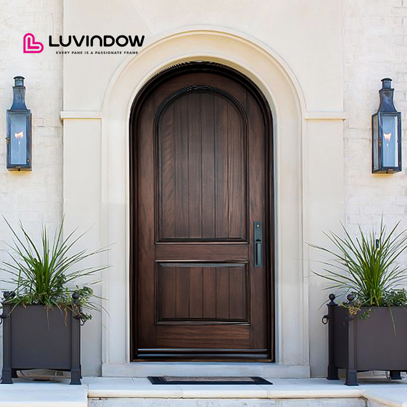 Luvindow Custom USA Villa Modern Design Exterior Solid Wood Main Entry French Door Pivot Aluminum Entry Doors for House