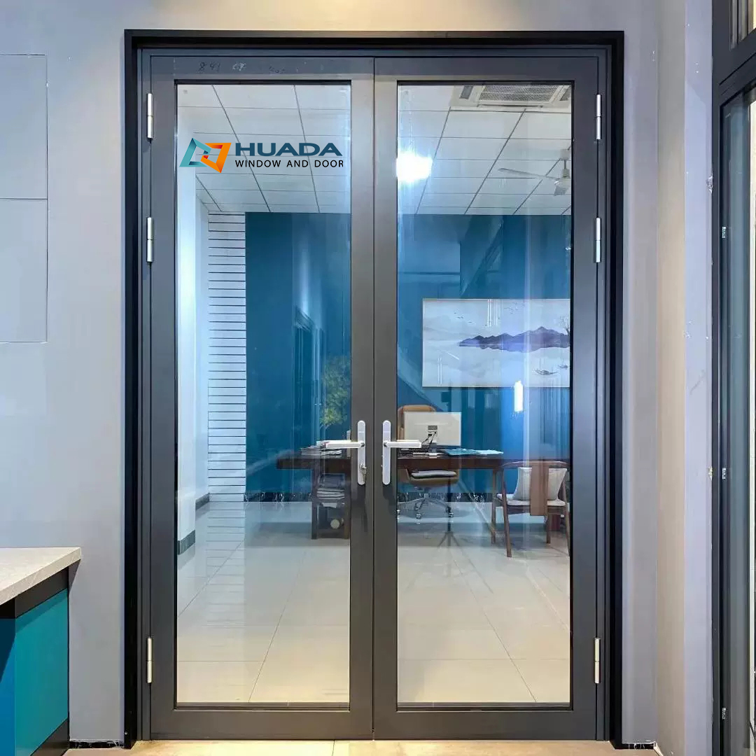 Custom Aluminum French Glass Swing Doors Soundproof Hurricane Impact Double Glazed French Doors for Villa