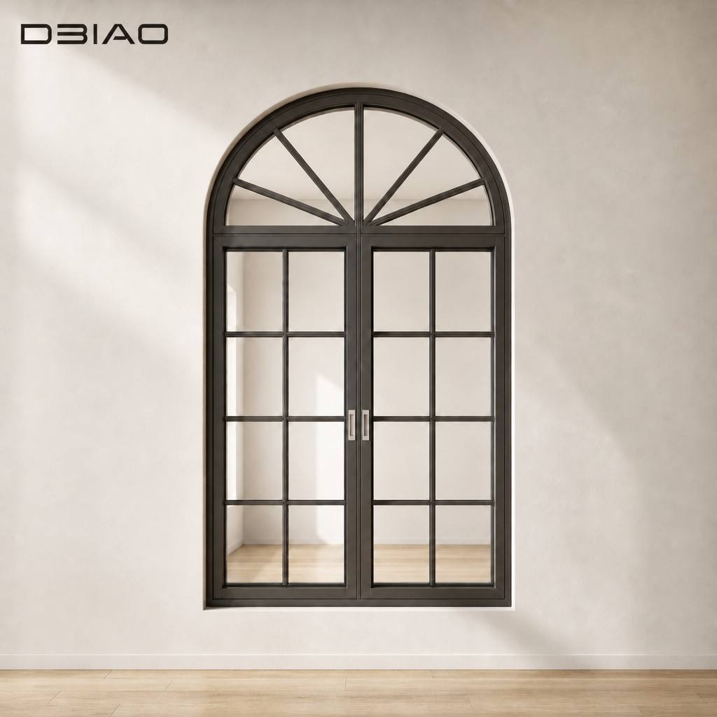 French Style Aluminum Alloy Swing Casement Window Double Tempered Glass Soundproof Thermal Break Frame for Modern Home Bathroom