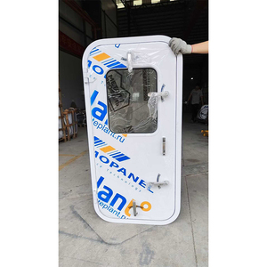 Marine Aluminum Watertight Door With Rectangular Observation Window, Multi Handwheel Locking Ship Bulkhead Door for Vessel