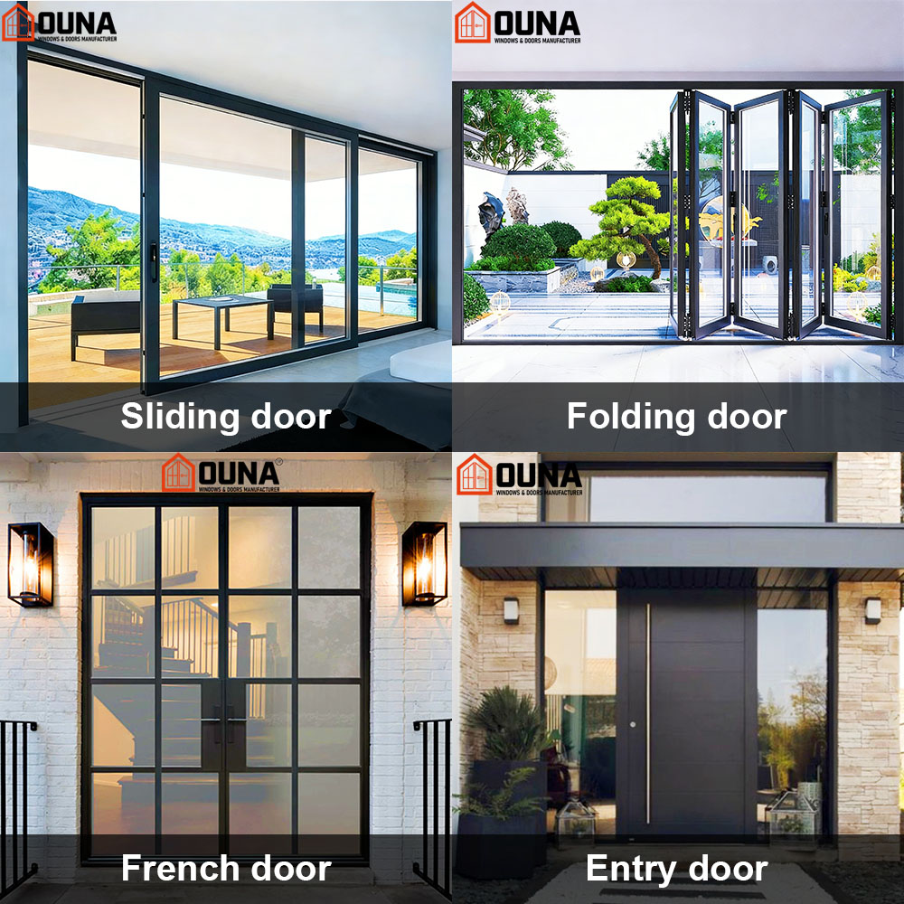 OUNA Custom Villa House Project Window&amp;Door Thermal Break Insulated Window Soundproof Double Glazed Aluminum Casement Windows