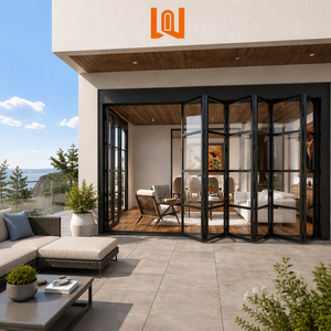 WANJIA Factory Built-in-Grid Design Aluminium Glass Bi-fold Doors Horizontal Accordion Folding Door