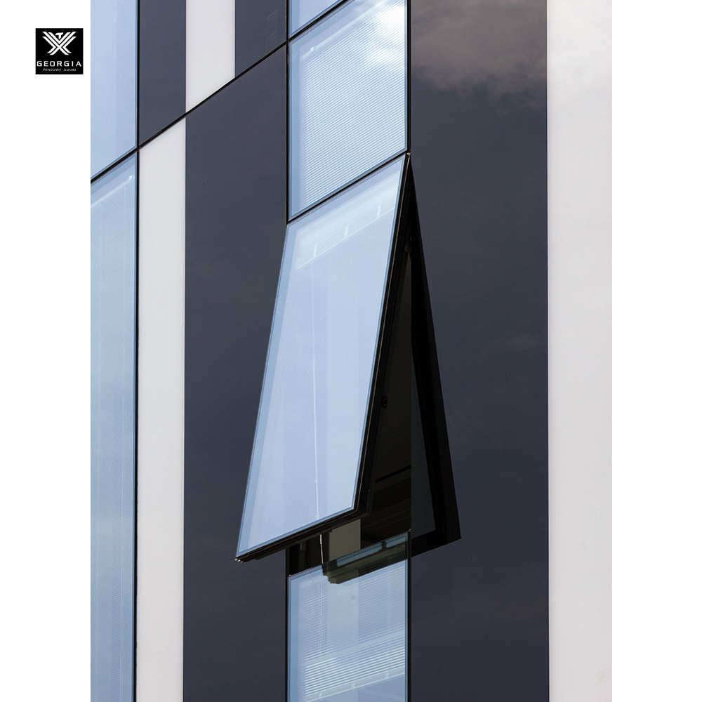 Frameless Glass Awning Windows with Double Tempered Glass for Houses Top Hung Aluminum Vertical Swing Windows NFRC Designed