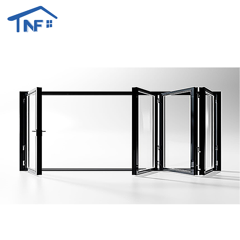 Modern 4-Panel Aluminium Bifold Window Aluminum Alloy Frame Stainless Steel Screen Netting Horizontal Opening Folding For Villas