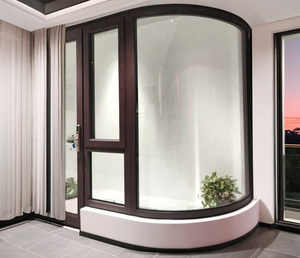 Curved Aluminum Casement Window with High Performance Insulated Glass Energy Star Qualified for Villa &amp; Hotel Use