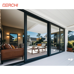 DERCHI NFRC Windproof Aluminum Alloy Profiles Double Glazed Patio Sliding Door