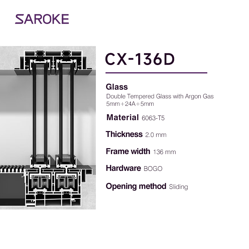 Patios Slide Thermal Break Modern Slim Frame Interior Aluminum Alloy Sliding Doors