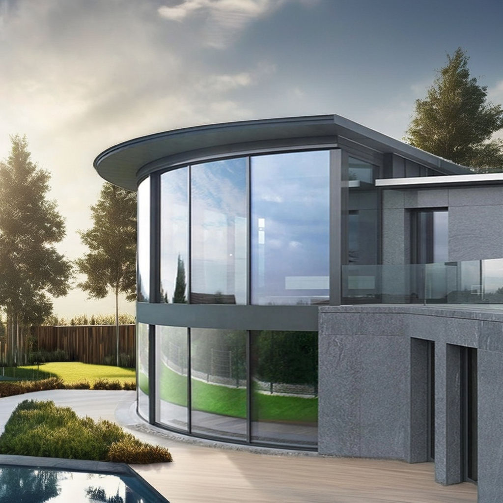 Curved Aluminum Casement Window with High Performance Insulated Glass Energy Star Qualified for Villa &amp; Hotel Use