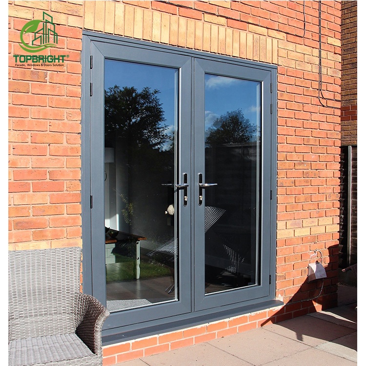 Villa Entry Hinges Aluminium Glass Swing Door Laminate Glass Security French Doors Exterior