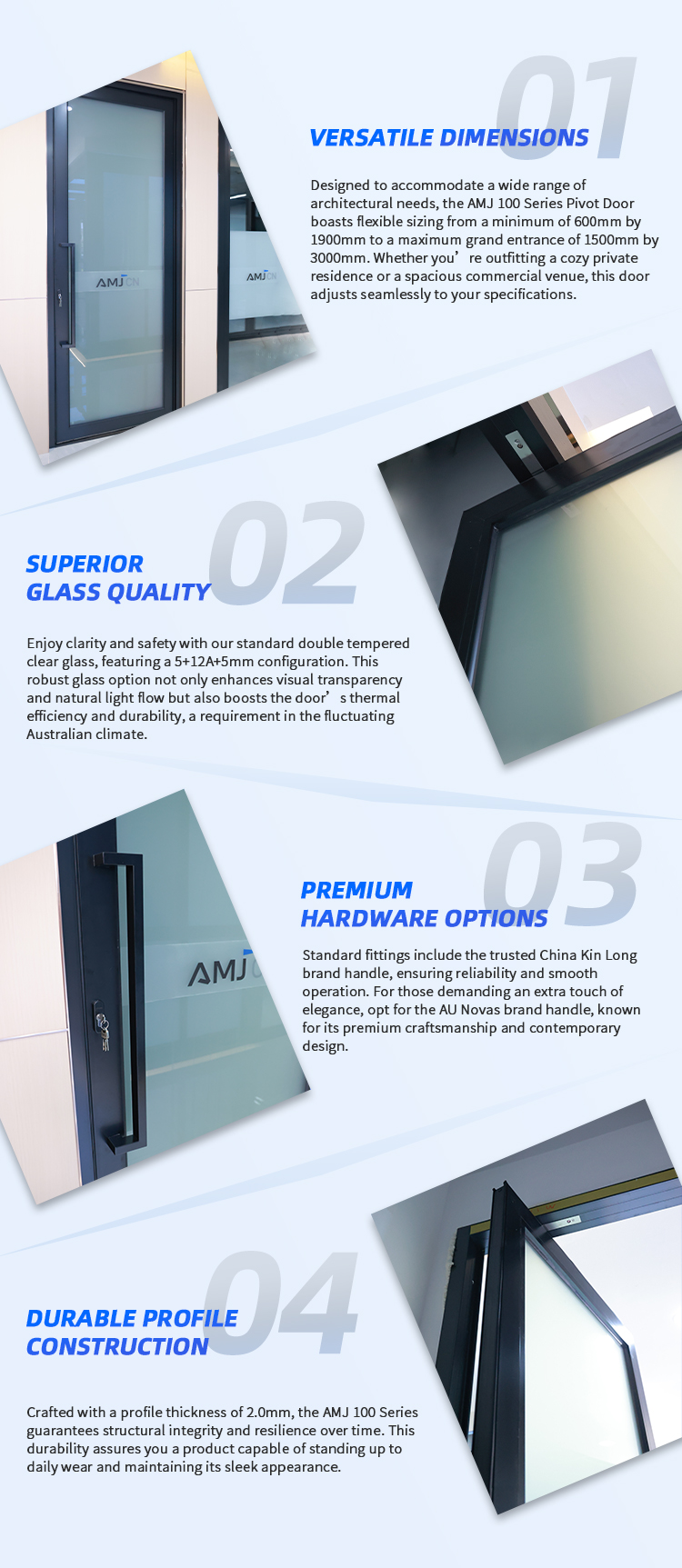 AMJ 100 Series Pivot Door detail