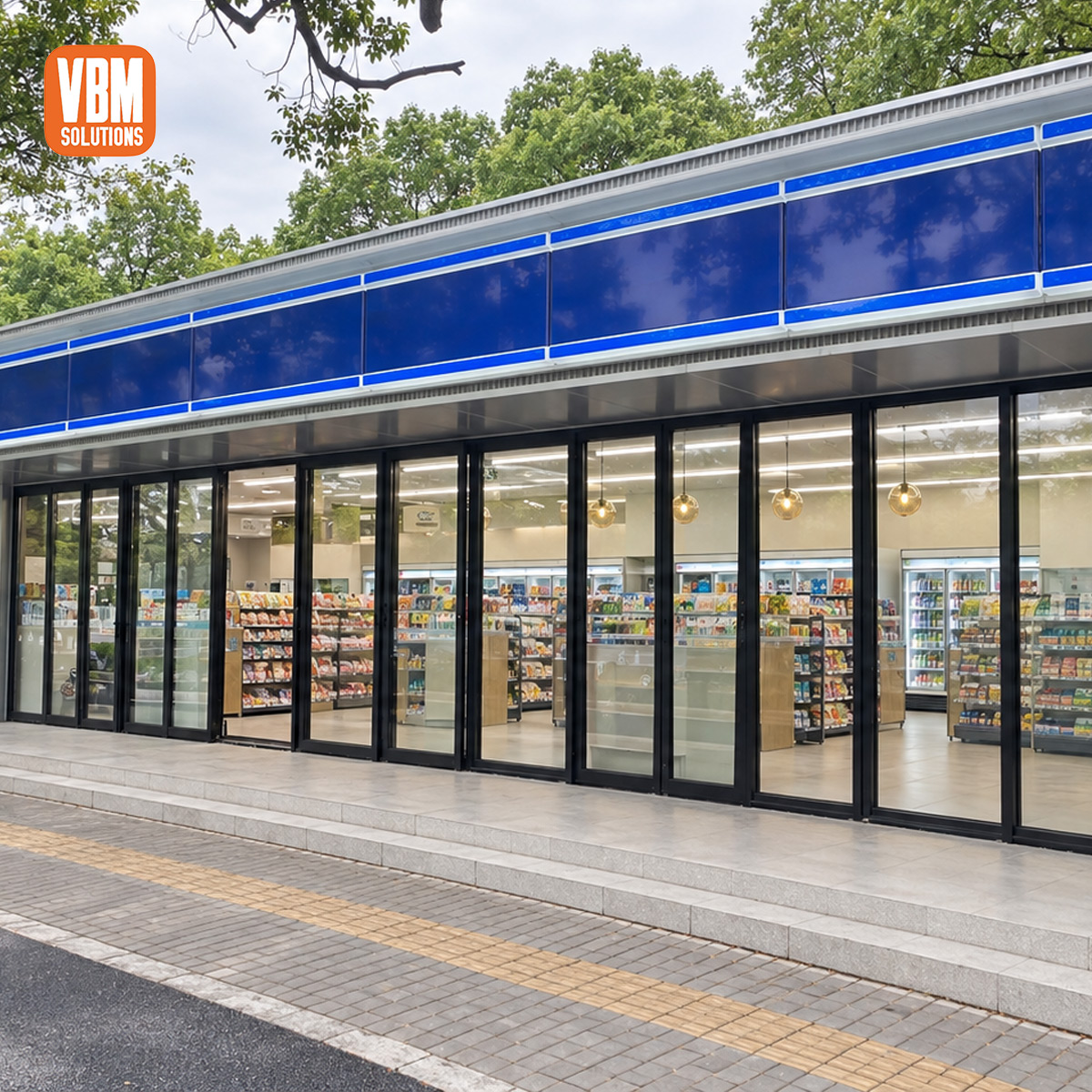 Custom Aluminum Folding Glass Door for Retail Storefront Convenience Store Entrance and Shopfront Projects