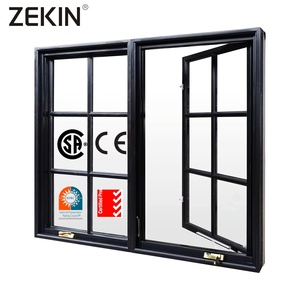 ZEKIN Casement Windows Burglar Proof Multi-Point Locking Aluminum Frame