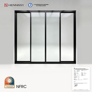 Modern NFRC Certified Thermal Break Aluminum Sliding Glass Door Low-E Double Glazed Tempered Glass U-value 1.7 for US Market