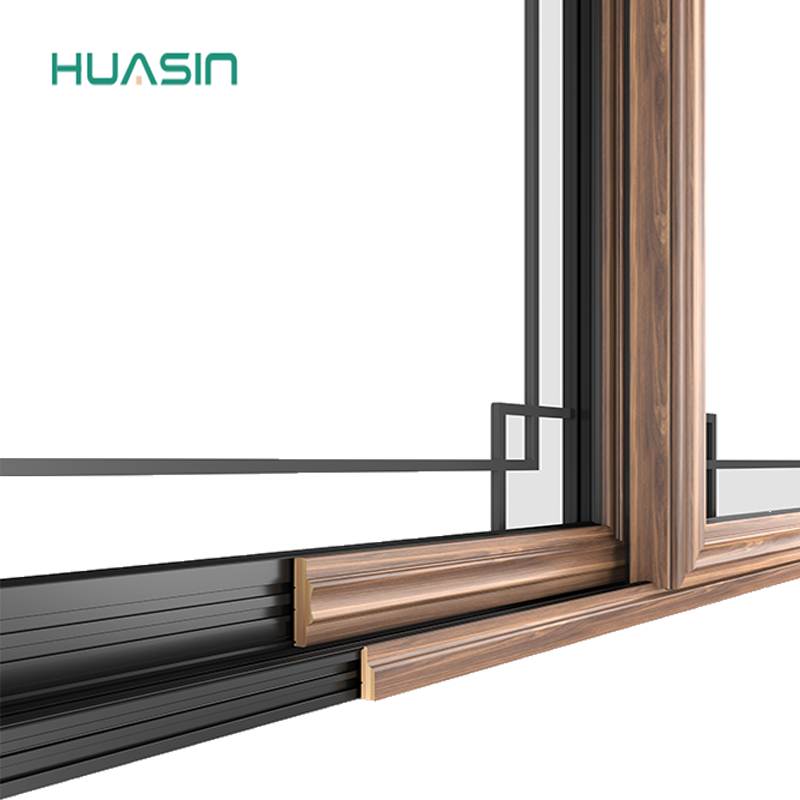 Huasin NFRC CE Double Track Energy Efficient Modern Residential Patio Aluminum-Clad Wood Sliding Door