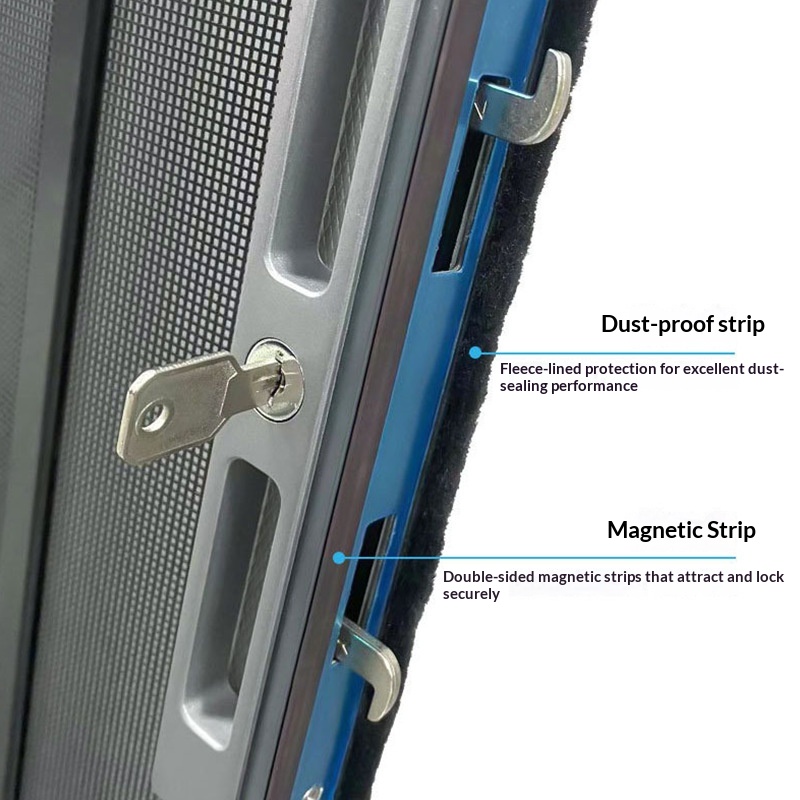 Aluminum Alloy Folding Mesh Door Anti-Theft Mosquito-Proof Rodent-Resistant Easy Clean 18x18 Mesh; Modern Simple Screen Door
