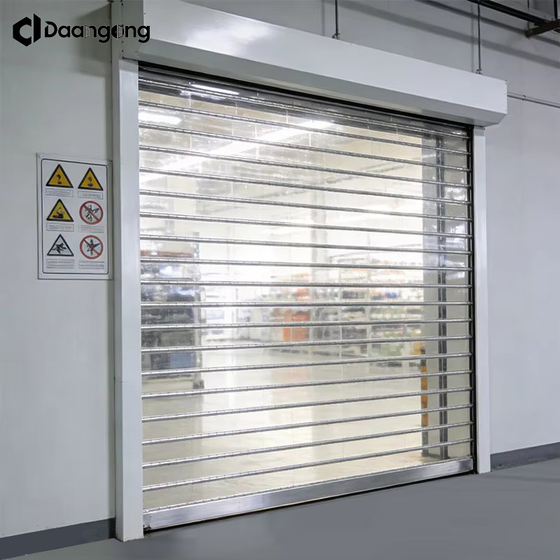 Crystal Tambour Style Rolling Door for Jewelry Displays with Frosted Polycarbonate and Soft Close Mechanism