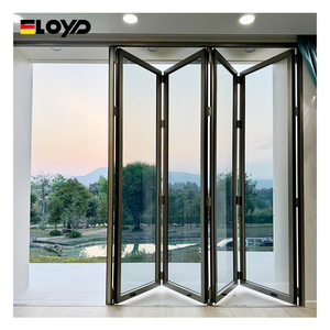 Eloyd Hot Sale Folding Accordion Steel Glass Door Sliding Aluminum Mosquito Net for Bathroom with Sound Insulation
