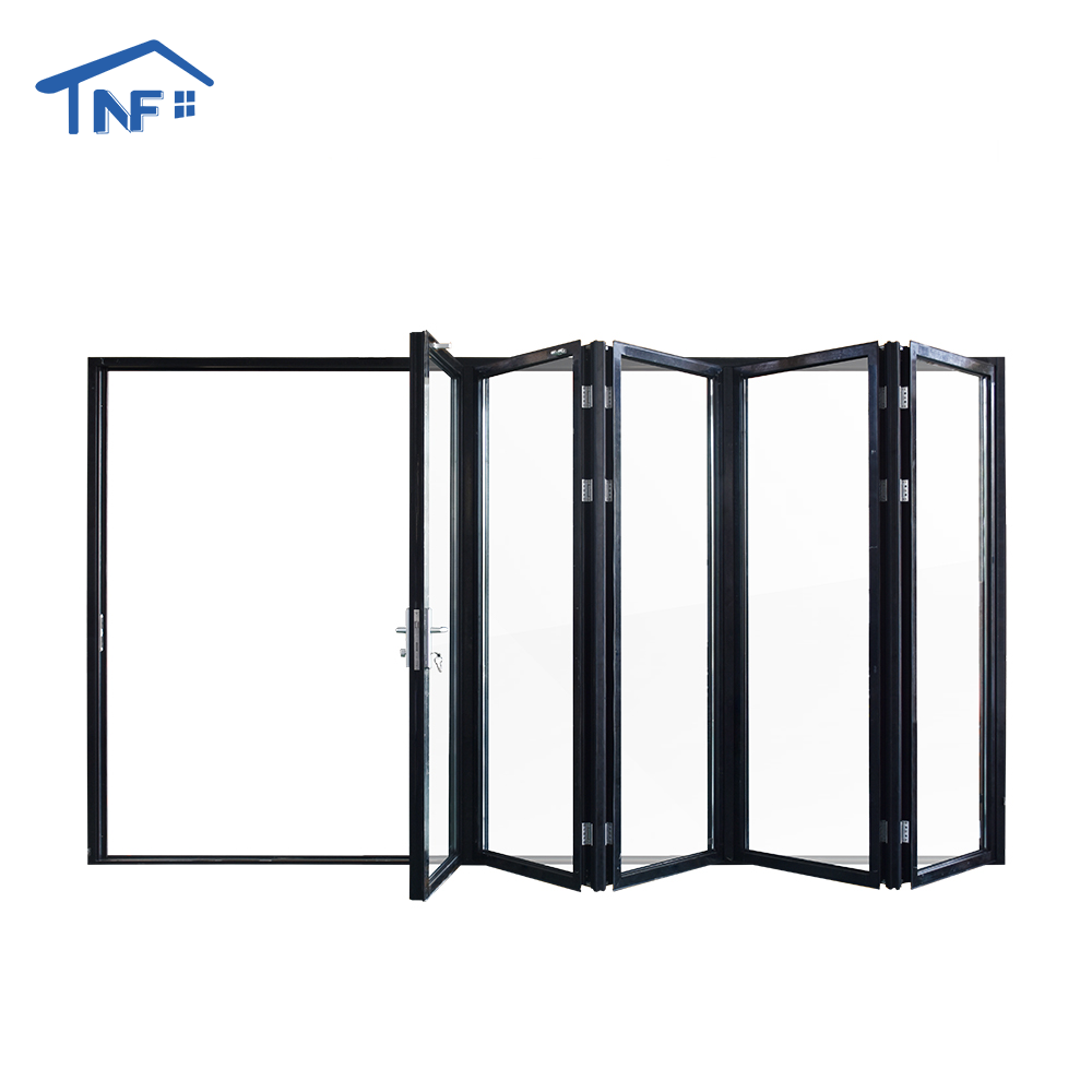 NFRC Certified Large Aluminum Folding Door Tempered Glass Household Design With Modern Style Foldable For Villa Application
