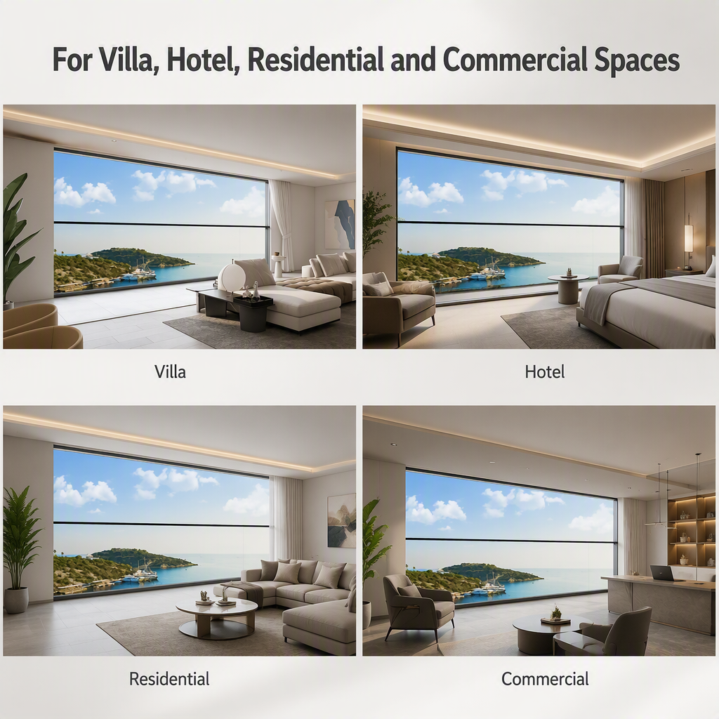 Thermal Break Aluminum Sliding Door Narrow Frame Flush Design Tempered Hollow Glass Low-E Soundproof for Villa Balcony