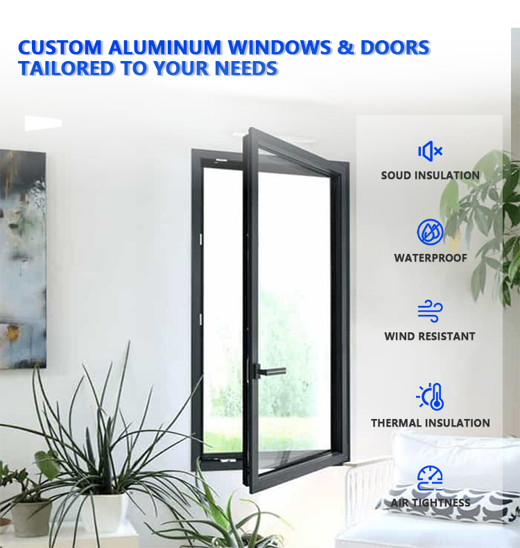 Custom Aluminum Windows and Doors Energy-Efficient Casement Window Wholesale