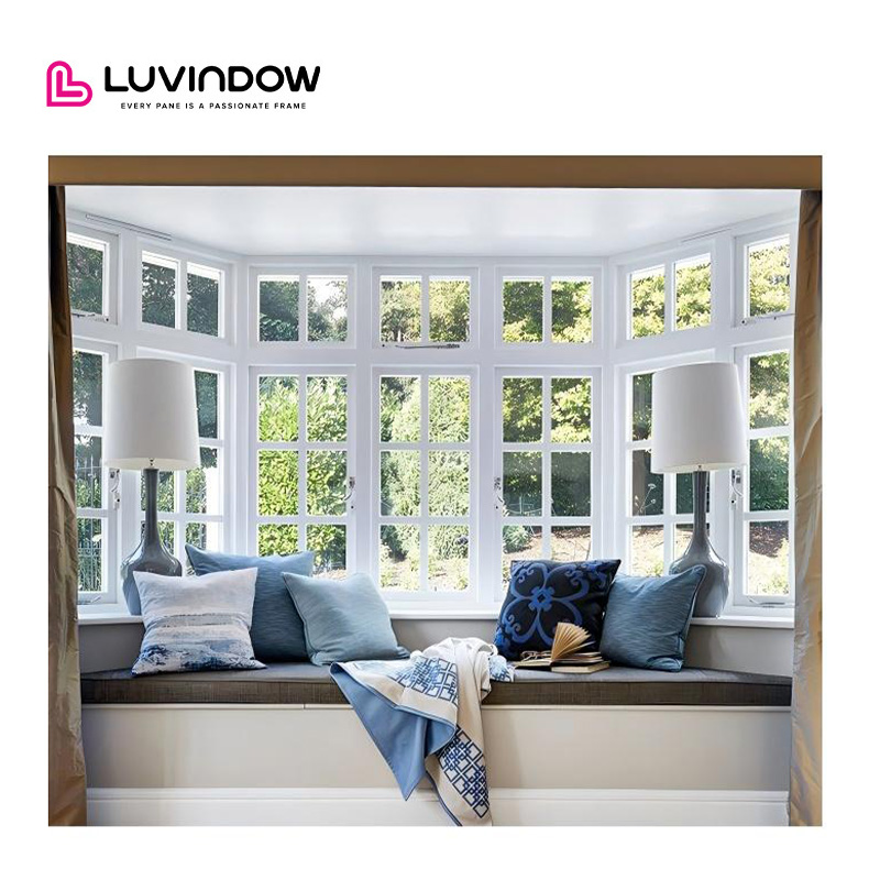 Best Selling Aluminium Corner Bay Heat Insulation Low-E Double Glazed Fixed Textured Bow Window Casement Bay Aluminium Windows
