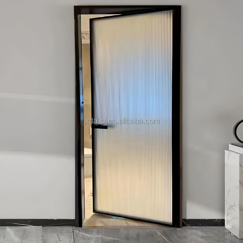 Modern Designed Aluminum Alloy Double Glazed Swing Casement Door Fiberglass Screen Netting Water Resistant for Hotel Bedroom