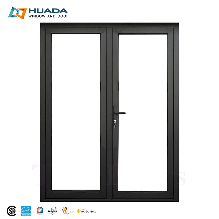 Custom Aluminum French Glass Swing Doors Soundproof Hurricane Impact Double Glazed French Doors for Villa
