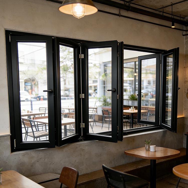 Modern Hurricane Exterior Protection Soundproof Customizable Sizes Residential Aluminum Alloy Folding Window