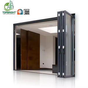 Front Entry Exterior Bi Fold Sliding Doors Interior Patio Door System Design Waterproof Glass Foldable Aluminum Folding Doors