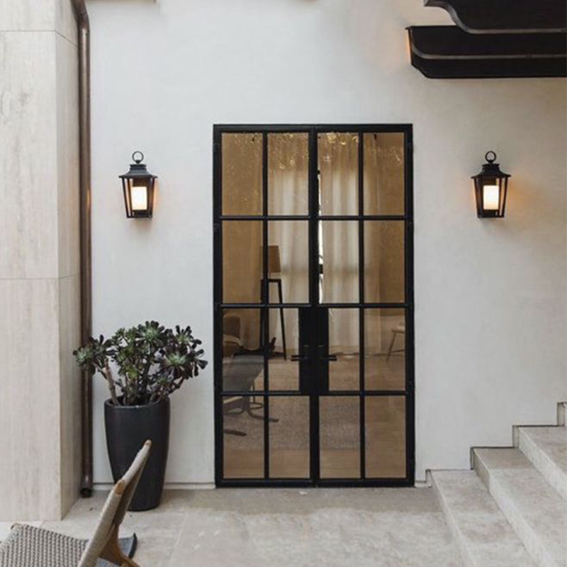 Leablo Slim Frame Crittall Style Aluminum French Doors Modern Minimalist Design for Office and Hotel Interior Custom Sizes