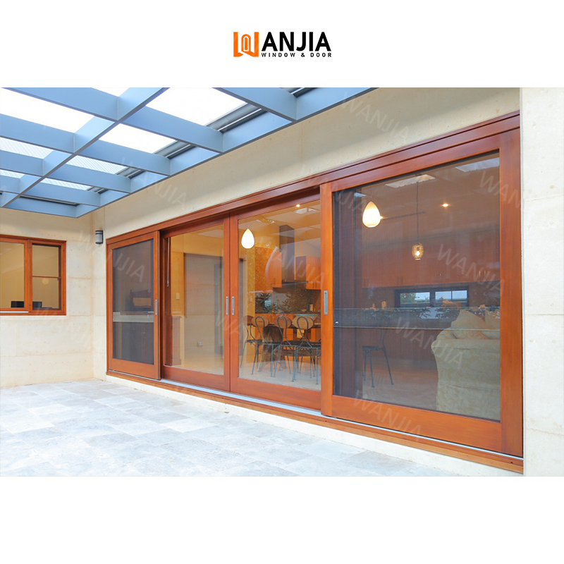 Manufacturer Wholesale House Home Balcony Door Aluminum Clad Wood Door Custom Aluminum Wood Sliding Door