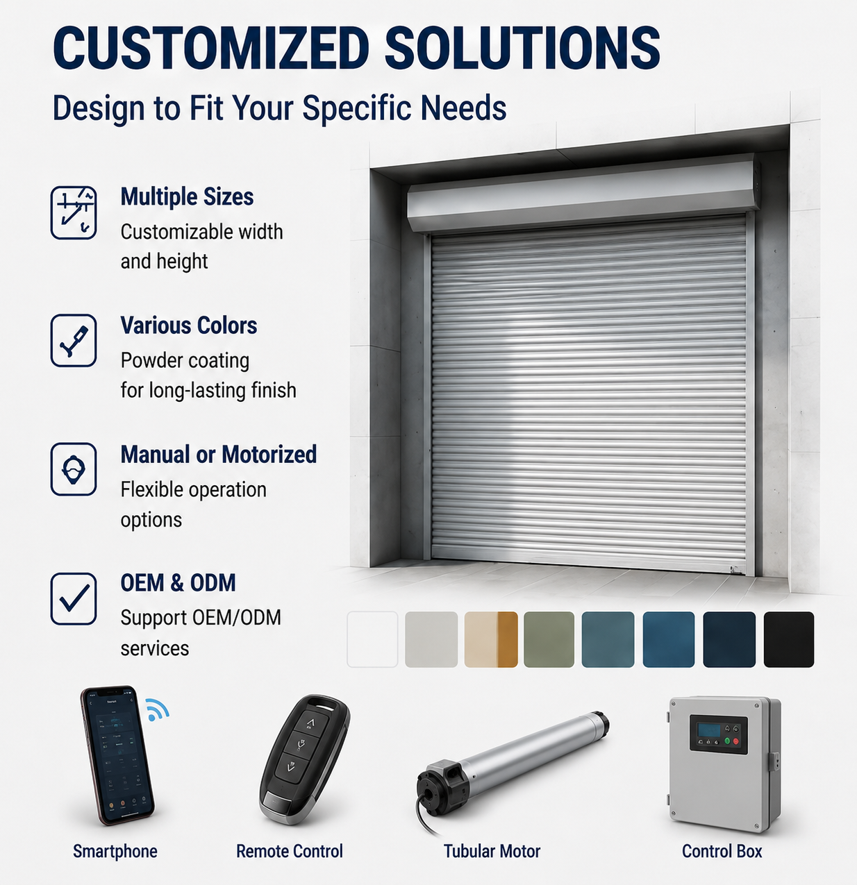 Automatic Aluminum Alloy Roller Shutter Door Electric Motorized Security Windproof Roll up Doors for Garage Warehouse Shop
