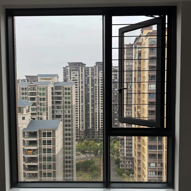 High Impact Insulated Thermal Break Bridge Aluminum Profile Frame Casement Windows with Screens and Bars for Houses