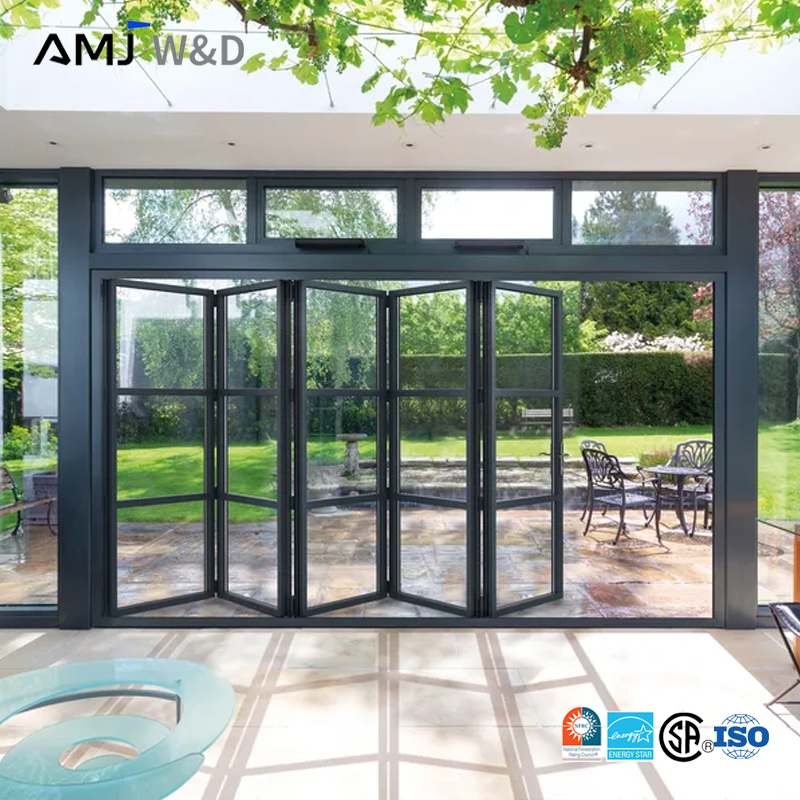 Heavy Duty Thermal Insulated Aluminum Folding Door Double Tempered Glass Bi-Fold Doors Soundproof Accordion Door