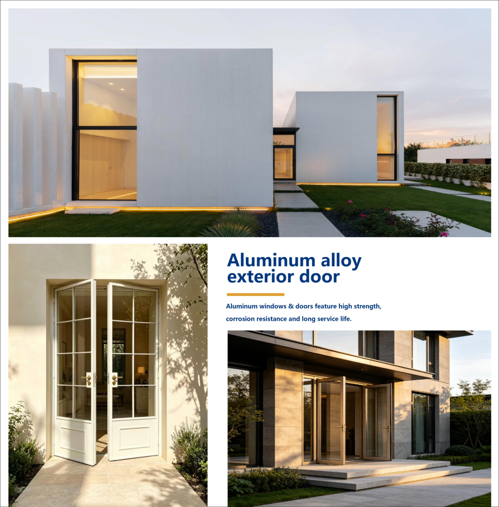 PDP Aluminum Glass Casement Doors Customized Size Swing Horizontal Outdoor Villa House Doors for Hotel and Mall Use