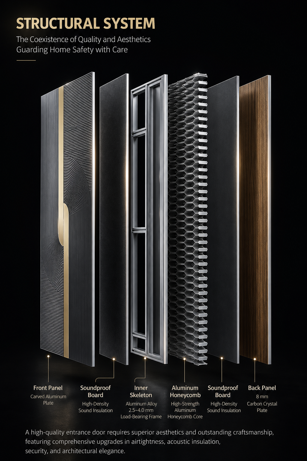 Modern Aluminum Pivot Entry Door 3D Geometric Relief Sound Thermal Insulation Windproof Water Resistant Bespoke Custom Design