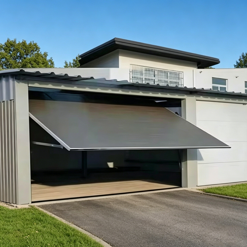 Customizable Sectional Garage Door With Aluminum Frame And Frosted Privacy Glass For Apartment Complex And Residential Use
