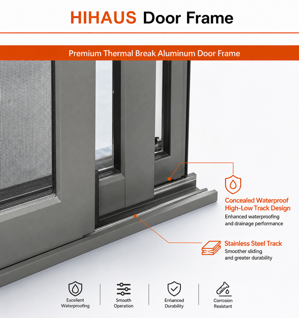 Hihaus Aluminum Sliding Windows for Houses Modern Porch Black Sliding Glass Windows with Shutters