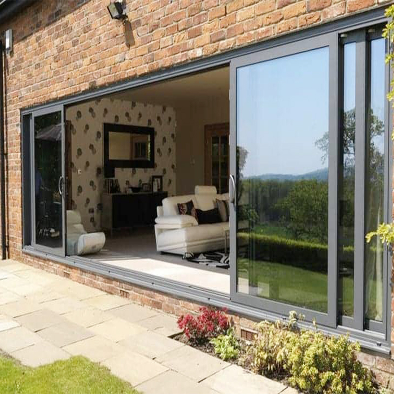 Aluminum Alloy Villa Patio Sliding Doors Double Tempered Glazed Waterproof and Windproof