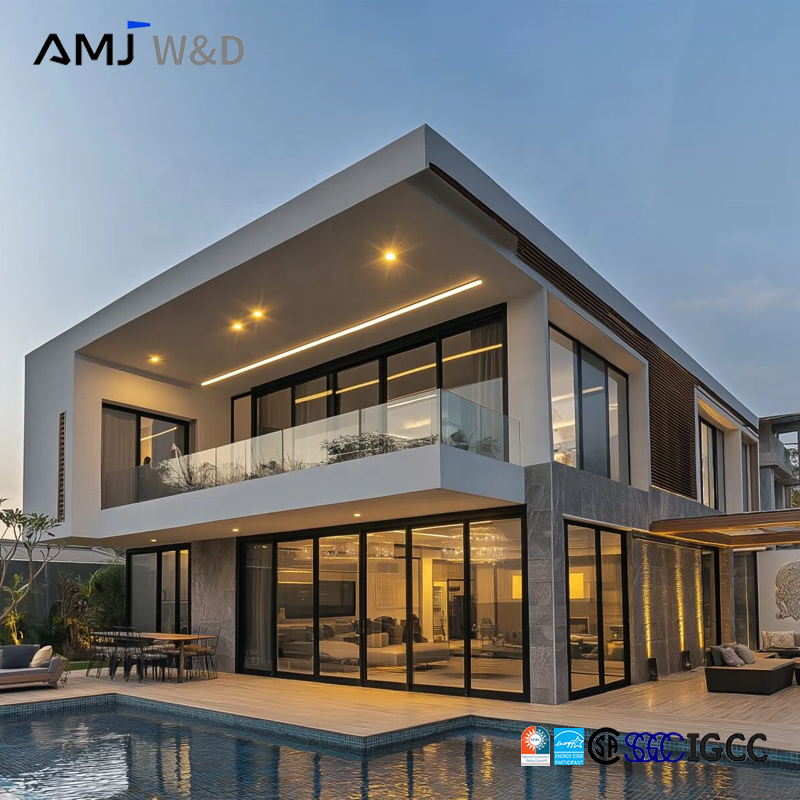 Residential Project Aluminum Bifold Doors Insulated Glass Accordion Folding Door For Luxury Villa Courtyard