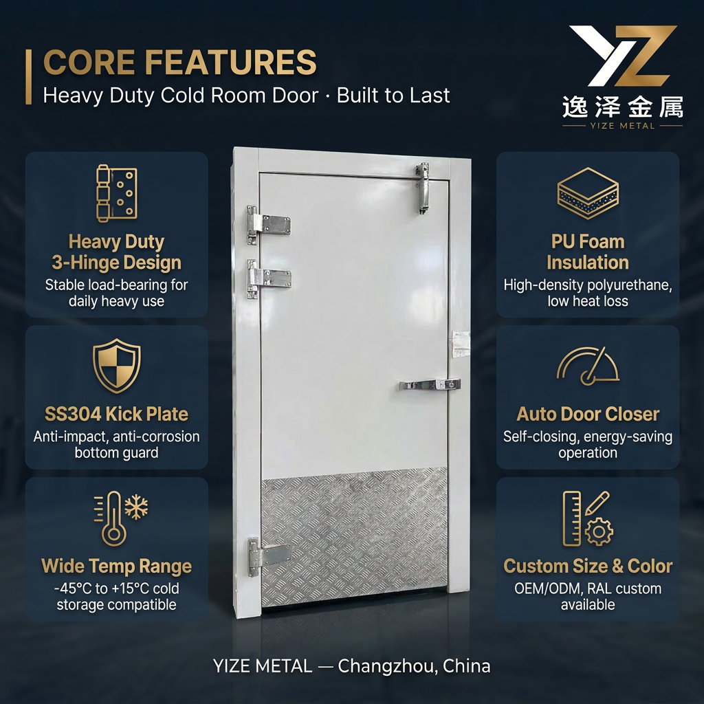 Heavy Duty Flushing Refrigerated Door Aluminum Alloy PVC Insulated Fully Embedded Modern Design Side Opening Industrial