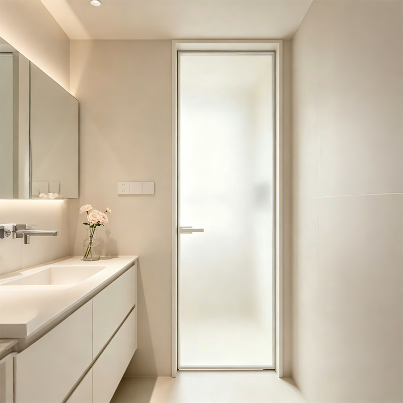 Minimalist Waterproof Custom Size Modern Aluminum Alloy Swing Glass Door Aluminum Frame Interior Door for Apartment Renovation