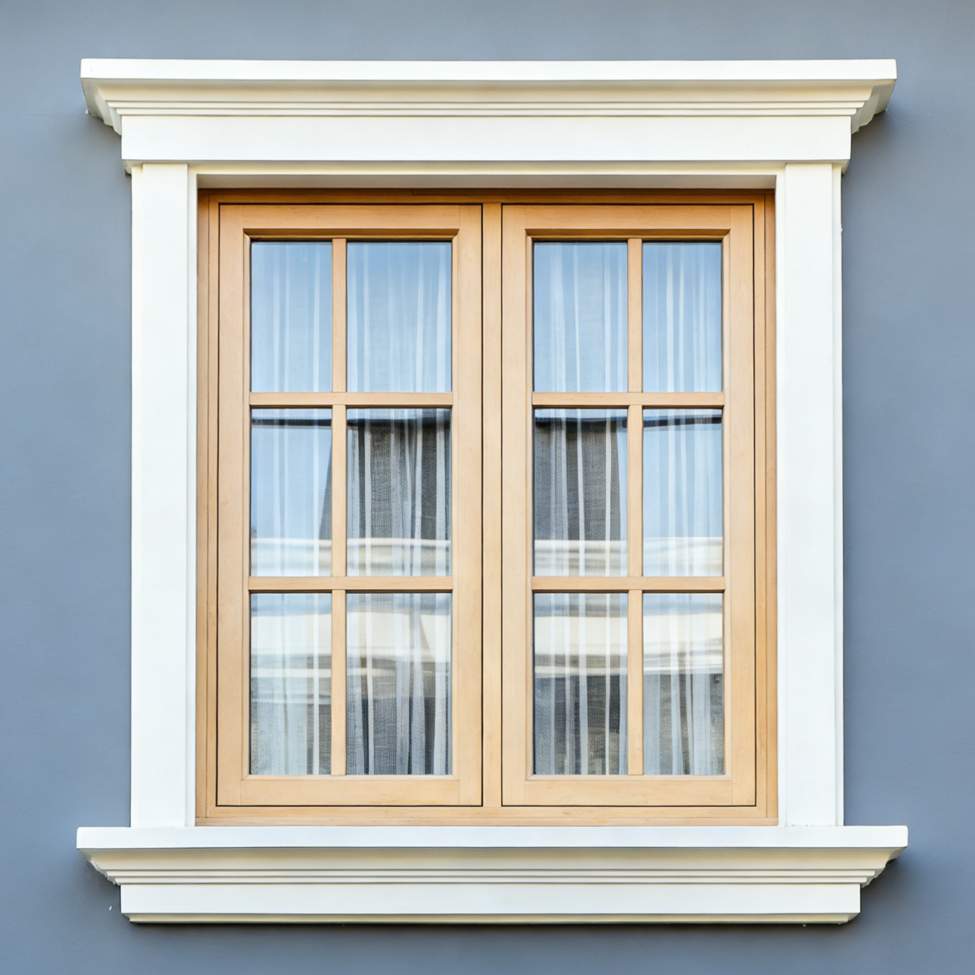 Durable Wood Casement Windows Weather Resistant Natural Grain Easy To Install Patio Use