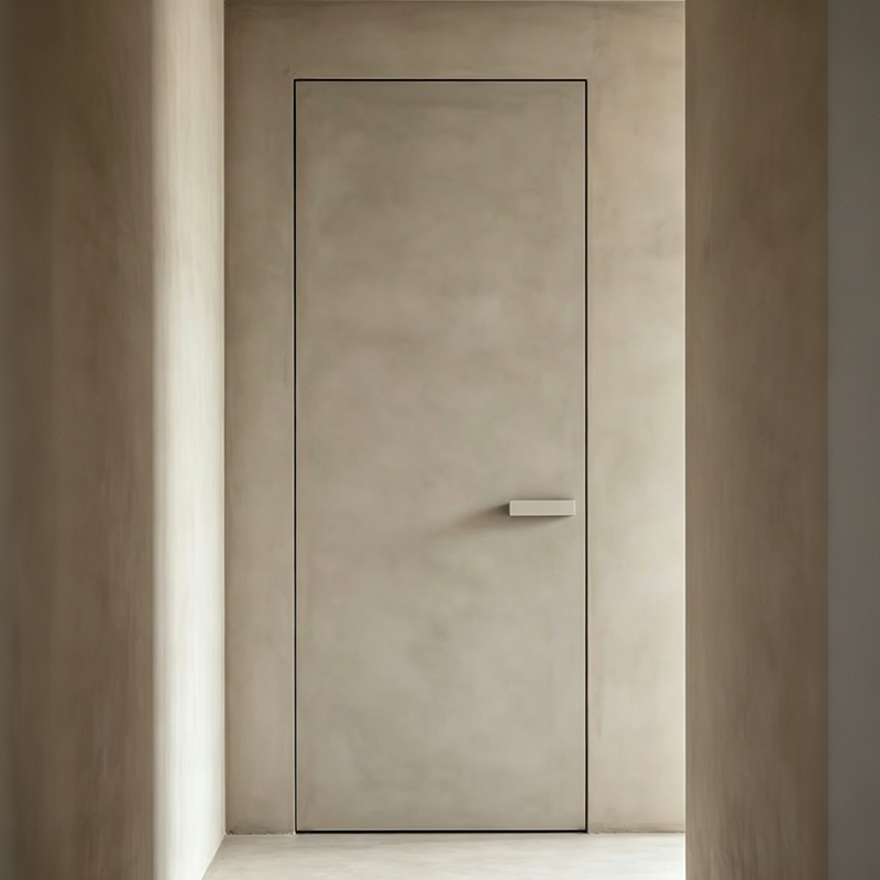 Minimalist Villa Design Moisture-proof Flush Wall Aluminium Frame Latex&amp;Art Coating Door Slabs Interior Door Manufacturer