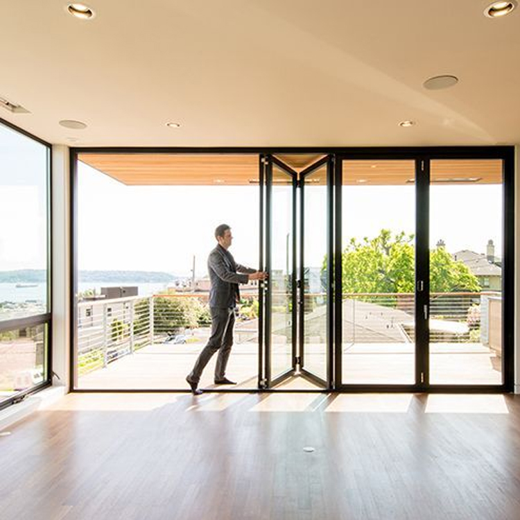 Modern Aluminum Bi-Fold Doors Hurricane Proof Design for Large Opening Patio Courtyard Outdoor Folding Door