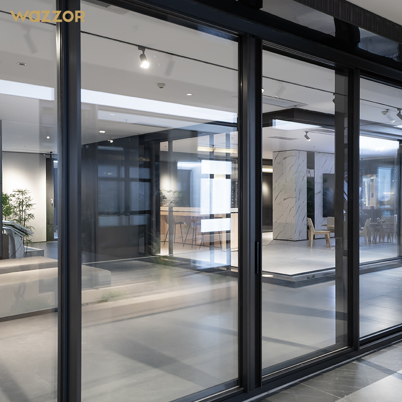 Wazzor Flush Track Sliding Door Exterior Conceal Stacking Door Sliding Patio Door Aluminium Hidden Glass Pocket Slide Doors