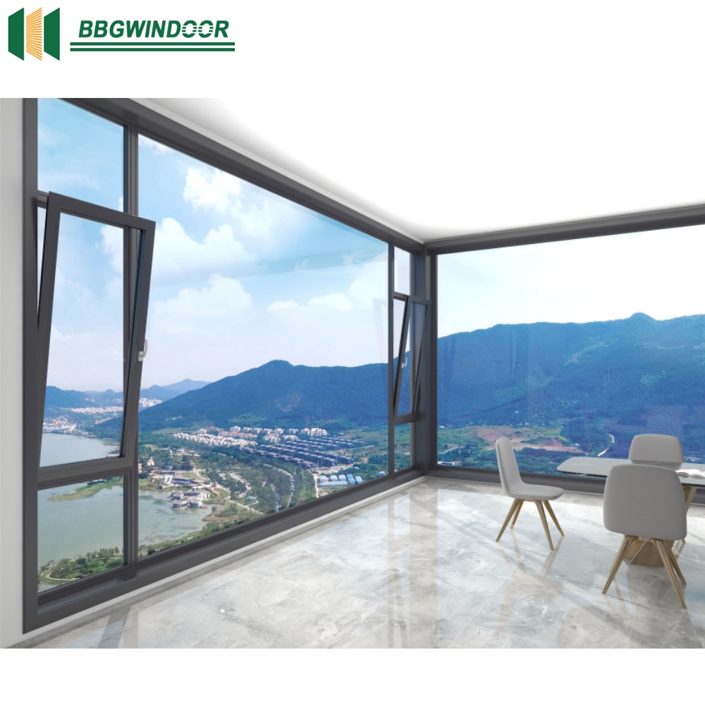 Lukliving Manufacture Wholesale Energy Efficient Heat Insulation Aluminum Frame America Style Windproof Tilt and Turn Windows