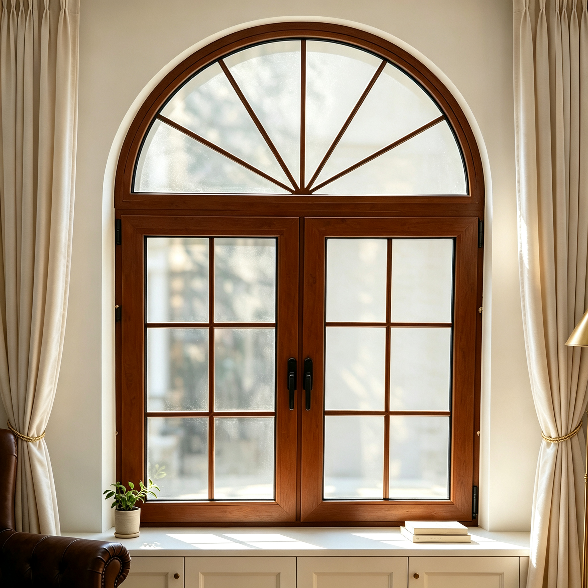 Custom Aluminum Clad Wood Casement Windows with Double Glazed Energy Star Certification for Modern Villa Homes