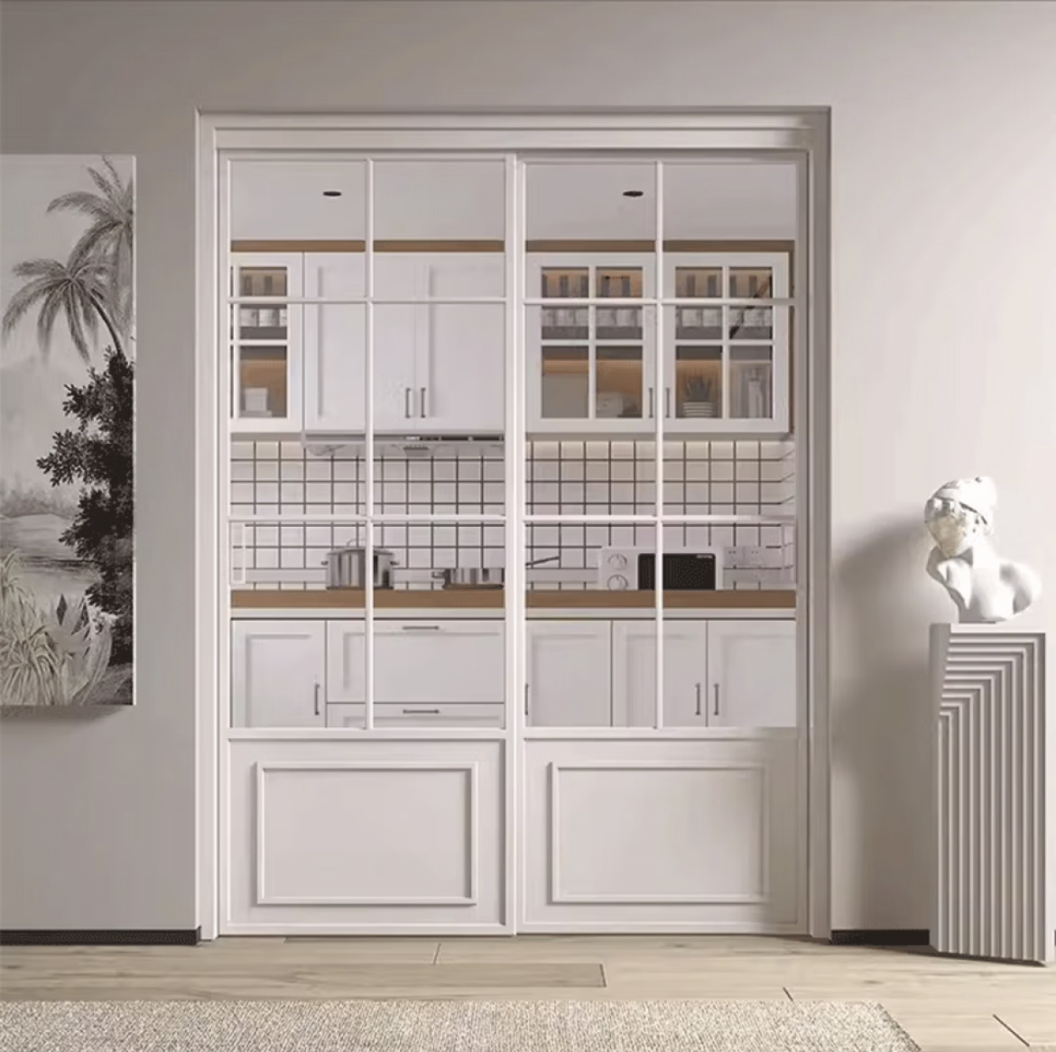 Entry Hurricane Impact Hotel Use French Exterior Thermal Break Aluminum Alloy Patio Doors Double Glazed Tempered LowE Glass TUV